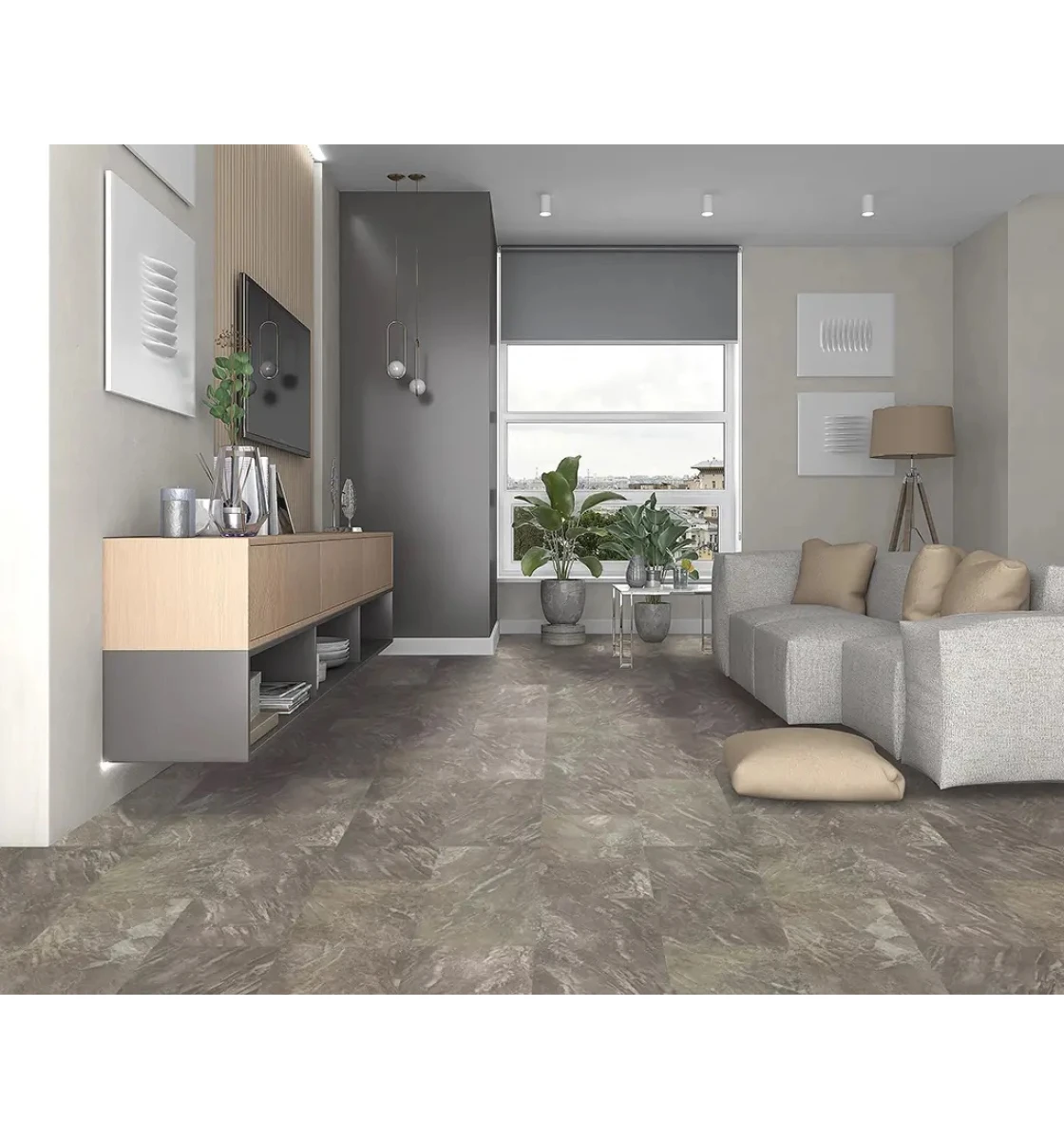 Ламинат SPC Stonehenge Tiles Marble Brown +1мм (STHT07)