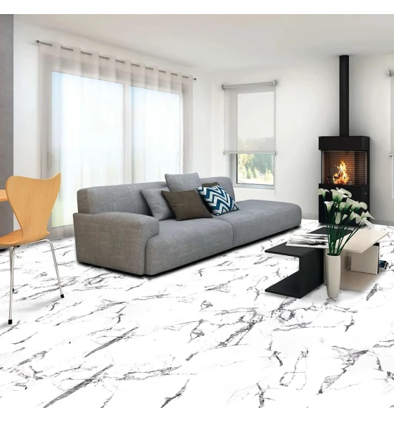 Ламинат SPC Stonehenge Tiles Marble White +1мм (STHT09)