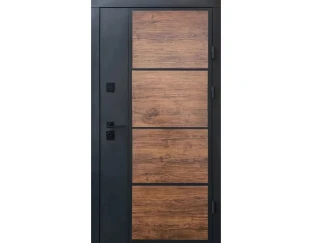 Вхідні двері Qdoors Стріт Бонд (Графіт/темне дерево/гладь дуб темний)