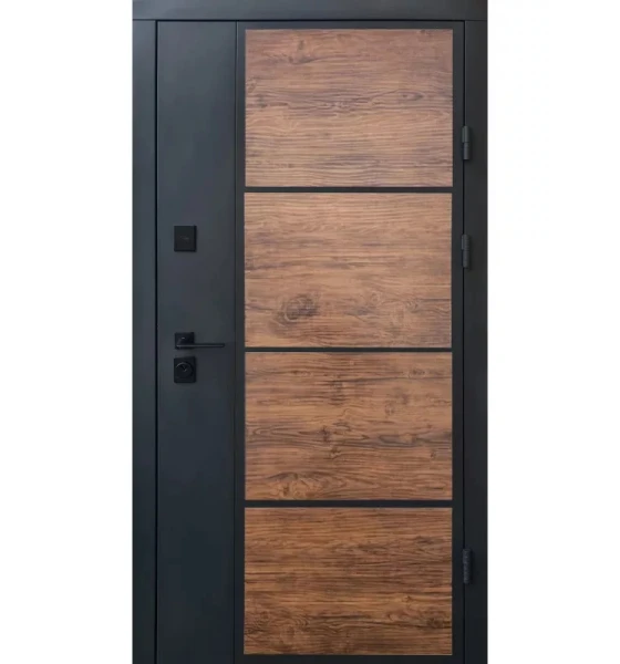 Вхідні двері Qdoors Стріт Бонд (Графіт/темне дерево/гладь дуб темний)