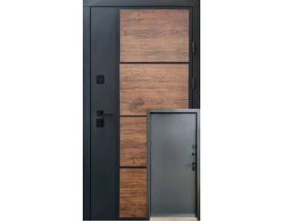 Вхідні двері Qdoors Стріт Бонд (Графіт/темне дерево/антрацит пісок)