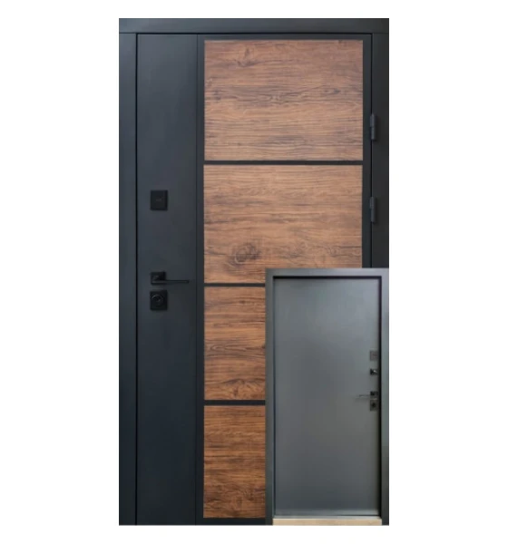 Входные двери Qdoors Стрит Бонд (Графит/темное дерево/антрацит песок)