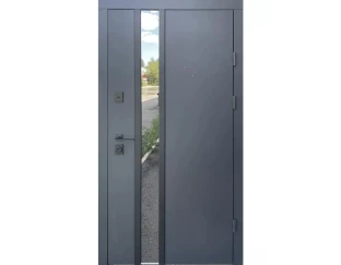 Вхідні двері Qdoors Стріт Норд (Антрацит 7021/біле дерево/вставка чорна)