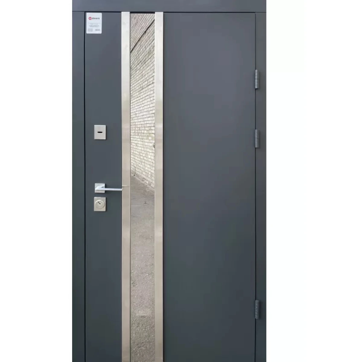 Входные двери Qdoors Стрит Норд (Антрацит 7021/белое дерево/вставка сатин)