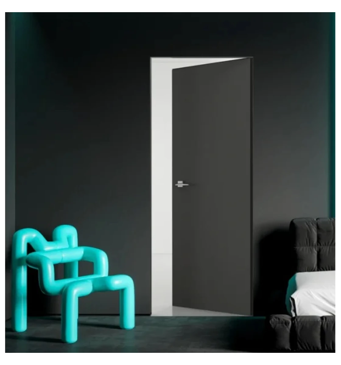 Межкомнатная дверь SecretDoors SD Light грунтованные с алюм. каркасом 45мм inside (ч)