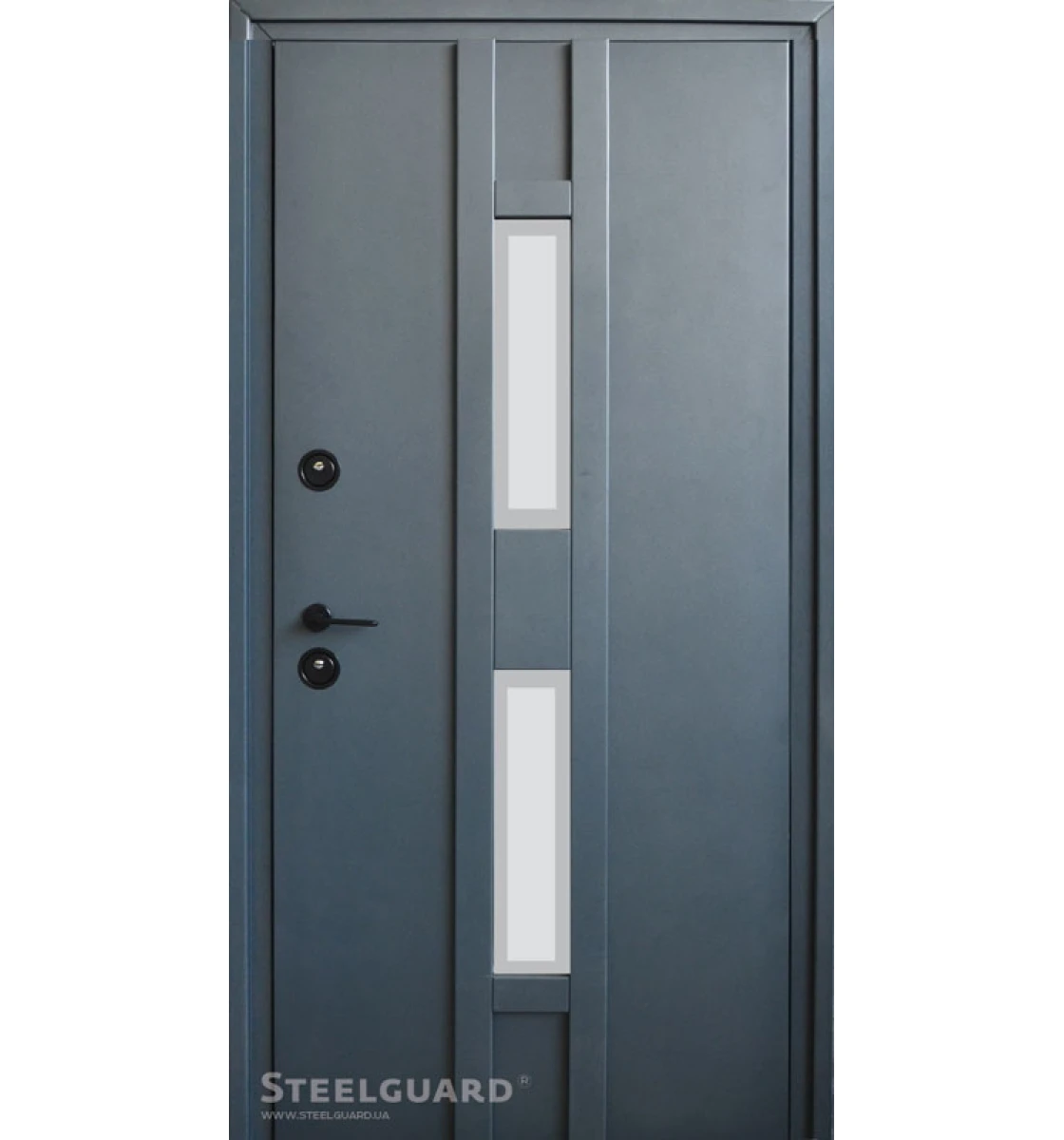 Входные двери Steelguard AntiFrost Scandi glass (7016 наждак серый / 7016 наждак серый)