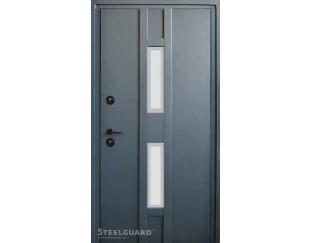 Входные двери Steelguard AntiFrost Scandi glass (7016 наждак серый / 7016 наждак серый)