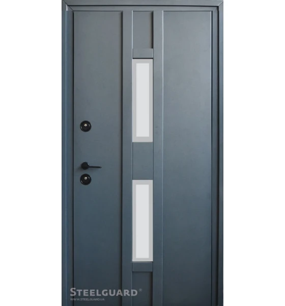 Входные двери Steelguard AntiFrost Scandi glass (7016 наждак серый / 7016 наждак серый)