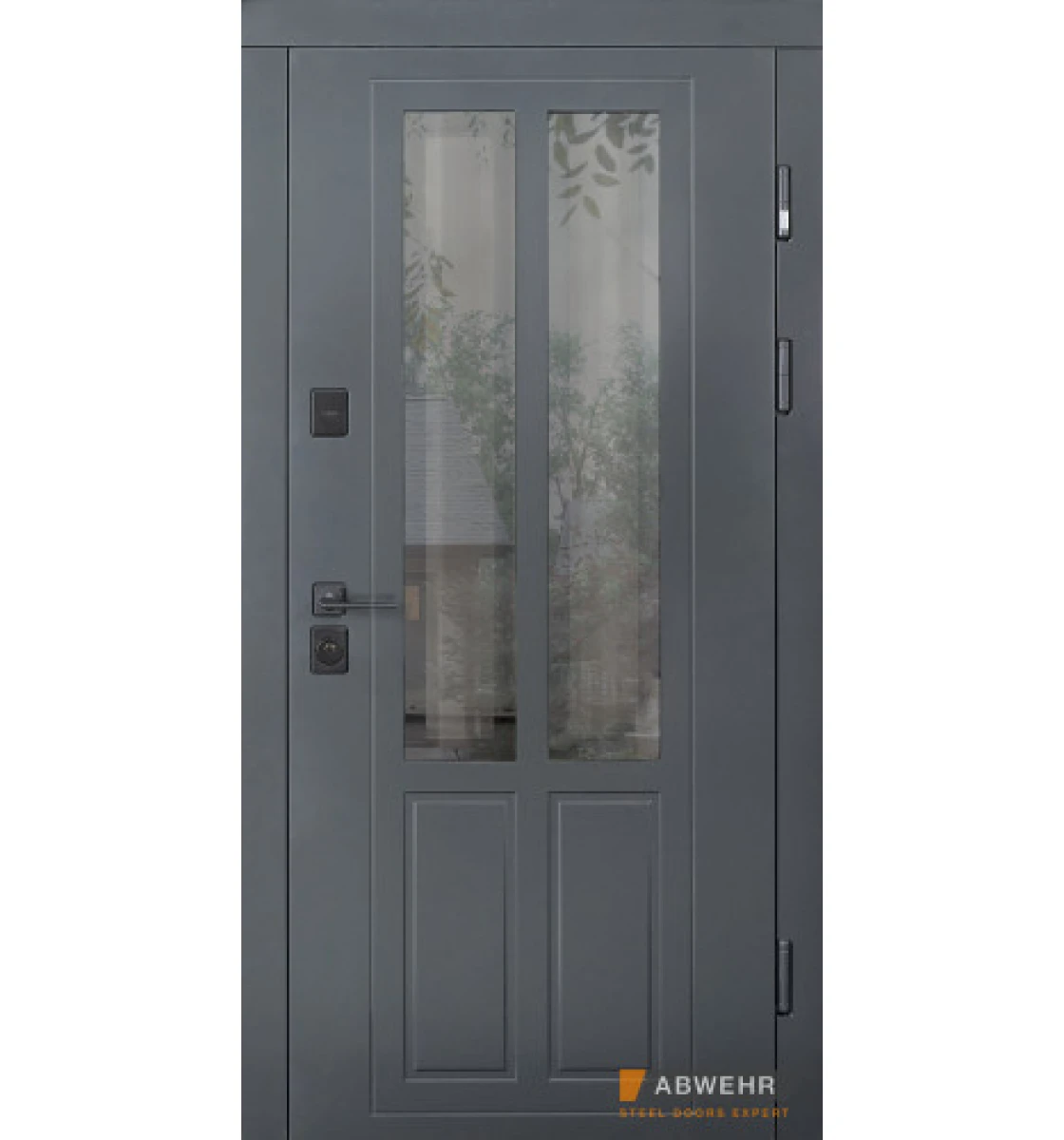 Входные двери Abwehr Country NeoGlass (Ral 7021 / Vinorit белый)