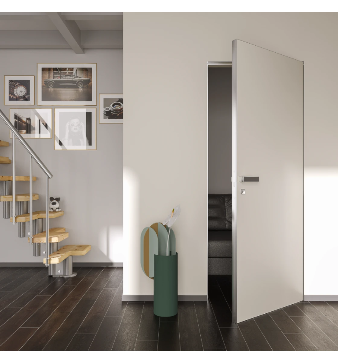 Міжкімнатні двері прихованого монтажу Hygge Invision Inside Alum