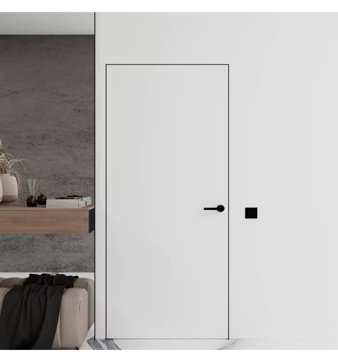 Межкомнатная дверь Danapris Doors Alum Wood 40/45 грунтованные с обкладом (короб черный)