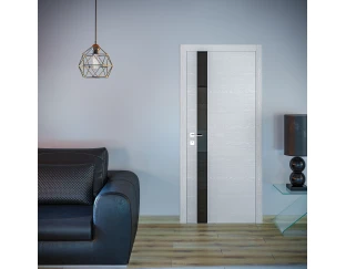 Міжкімнатні двері Rodos Loft Surf шпон дуб напівскло (триплекс чорний)