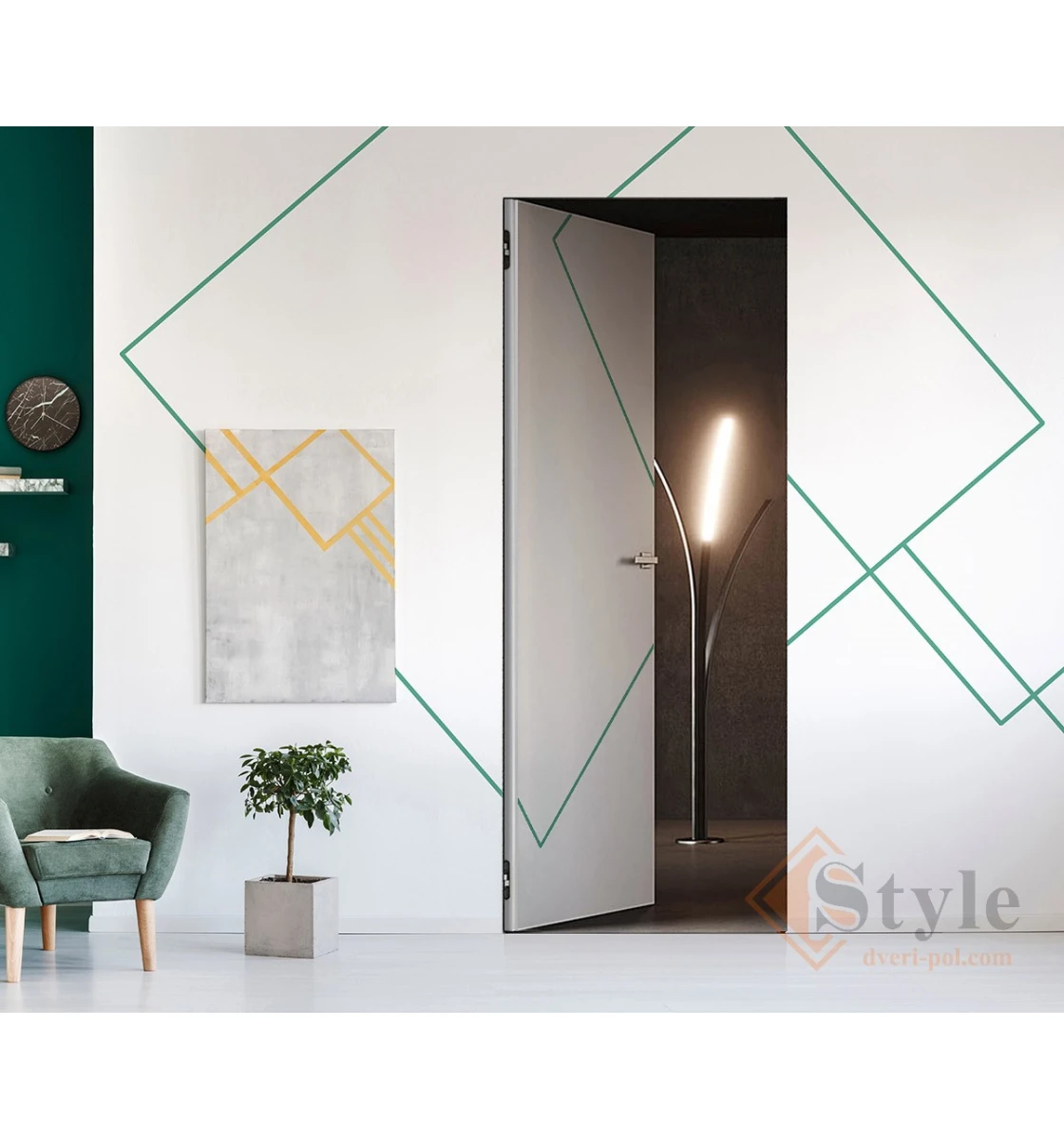 Межкомнатная дверь SecretDoors SD Light грунтованные с алюм. каркасом 45мм inside (с)