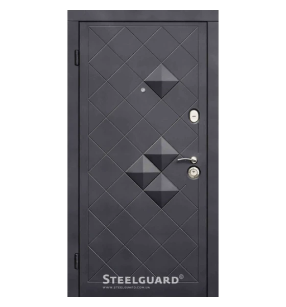 Входные двери Steelguard Maxima Luxor  (Черный мат 3D / белый шелк Композит «Зеркало»)