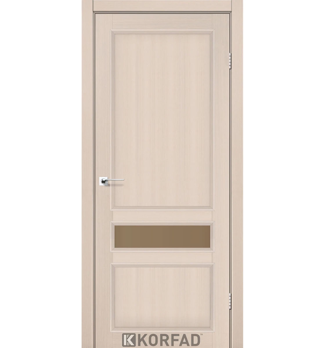 Межкомнатная дверь Korfad Classico CL-07 (глухие + маленькое стекло сатин бронза + рисунок М1/М2) со штапиком