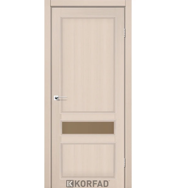 Межкомнатная дверь Korfad Classico CL-07 (глухие + маленькое стекло сатин бронза + рисунок М1/М2) со штапиком