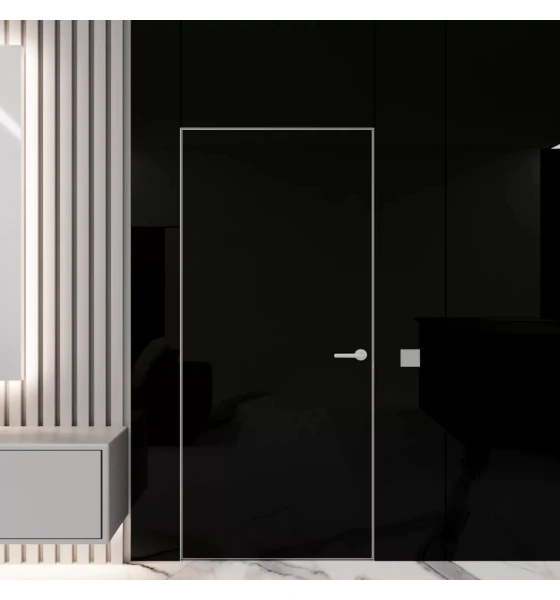 Межкомнатная дверь Danapris Doors Alum Unique 43/51 стекло крашеное (обклад золото)