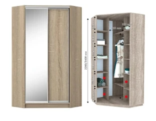 Шафа купе кутова Віват ВУ 1100/60гл (240х110х110)