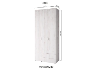 Пенал Сота С105 Крафт Білий-коротка ручка (104х50х240)