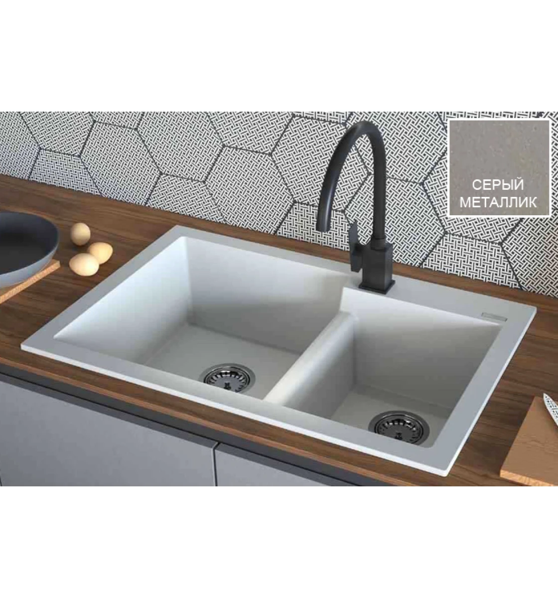 Кухонна мийка Fabiano Quadro 79x51x2 Grey Metallic