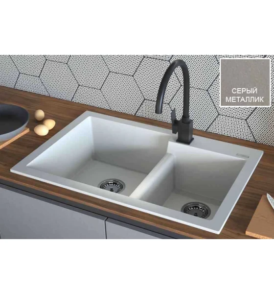 Кухонна мийка Fabiano Quadro 79x51x2 Grey Metallic