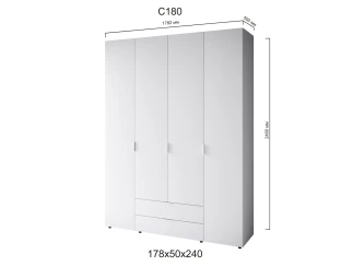 Пенал Сота С180 Білий-коротка ручка (178х50х240)