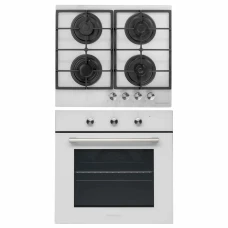 Комплект Духова шафа електрична GEO 62-0200 white + Варильна поверхня газова GGH 62-104 white glass