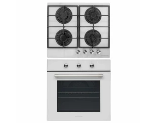 Комплект Духова шафа електрична GEO 62-0200 white + Варильна поверхня газова GGH 62-104 white glass