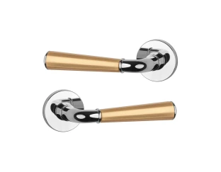 Дверная ручка APRILE Marigold R 7S ASM полированный хром/матовая латунь/полированный хром