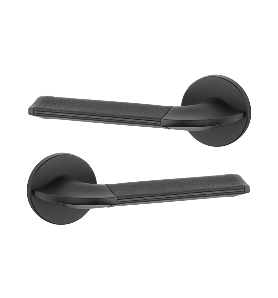 Дверная ручка APRILE Detazia R 7S AS черный матовый/черная кожа