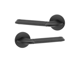 Дверная ручка APRILE Detazia R 7S AS черный матовый/черная кожа