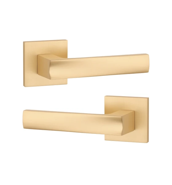 Дверна ручка STILE LIMA Q 7S ST матова латунь GOLD SATIN (тонка розетка)