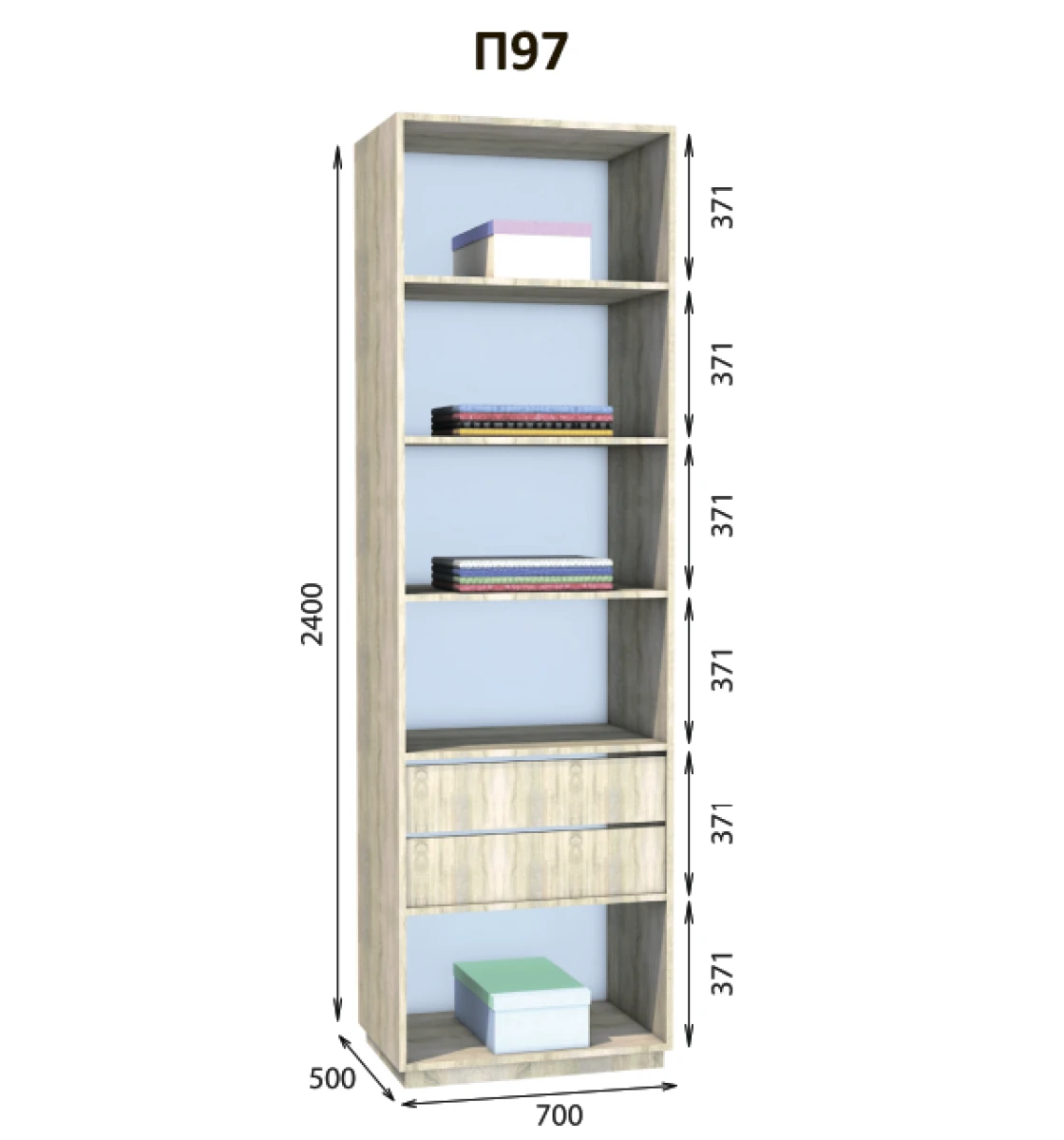 Модуль гардеробной Престо П 97 (700х500х2400)