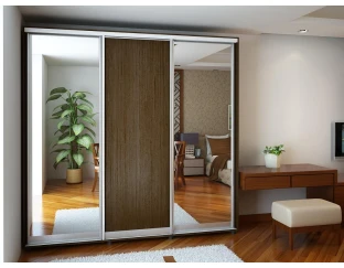 Шафа-купе RUMBA Ніка 2 D-450 (2 дверей дзеркало та двері ДСП) (2400мм x 450мм x 2400мм