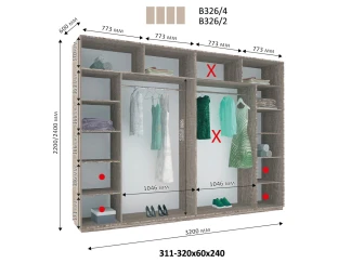 Шафа купе Віват В 326 (220х60х320)