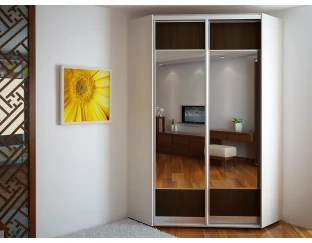 Кутова шафа-купе RUMBA Економ №32 (дзеркало вставки ДСП) (1200мм x 1200мм x 2400мм