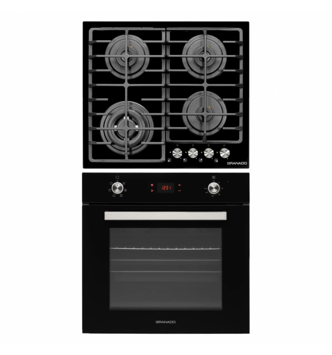 Комплект Духова шафа електрична GEO 62-1310 black + Варильна поверхня газова GGH 62-114 black glass