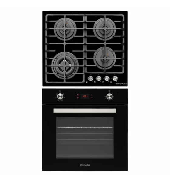 Комплект Духова шафа електрична GEO 62-1310 black + Варильна поверхня газова GGH 62-114 black glass