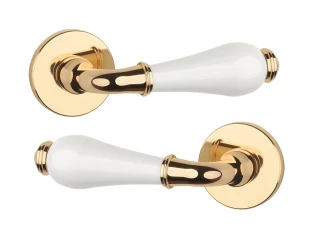 Дверна ручка APRILE DIANELLA R 7S AS поліроване золото/біла кераміка LG/WHITE CERAMICS(тонка розета)