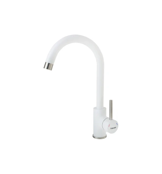 Смеситель кухонный Fabiano FKM-41 S/Steel Alpine White
