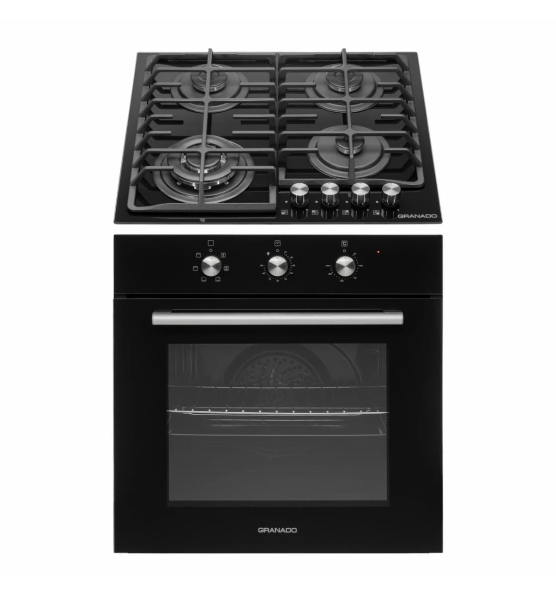 Комплект Духова шафа електрична GEO 62-0200 black + Варильна поверхня газова GGH 62-114 black glass
