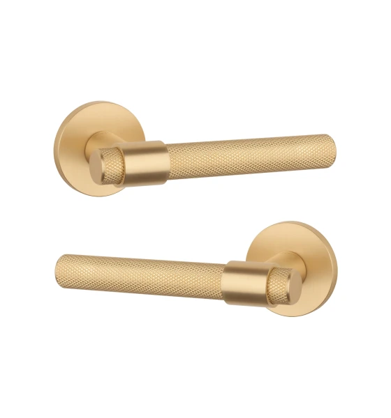 Дверна ручка STILE GOYA R 7S ST матова латунь GOLD SATIN (тонка розетка)