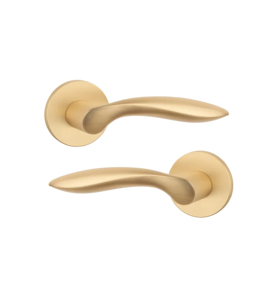 Дверна ручка STILE PULIA R 7S ST матова латунь GOLD SATIN(тонка розетка)