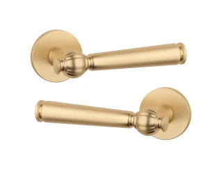Дверна ручка STILE TUKA R 7S ST матова латунь GOLD SATIN(тонка розетка)