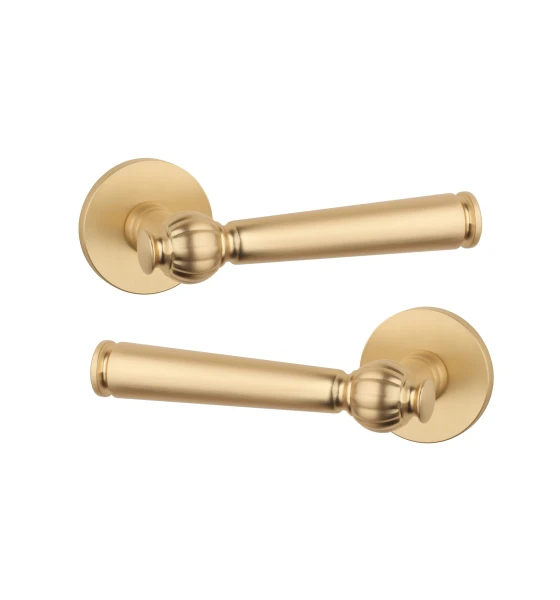 Дверна ручка STILE TUKA R 7S ST матова латунь GOLD SATIN(тонка розетка)