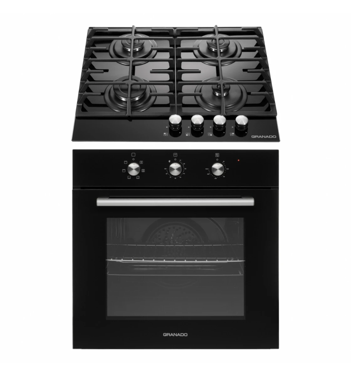 Комплект Духова шафа електрична GEO 62-0200 black + Варильна поверхня газова GGH 62-104 black glass