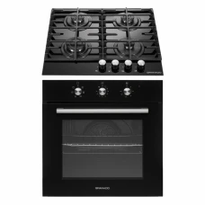 Комплект Духова шафа електрична GEO 62-0200 black + Варильна поверхня газова GGH 62-104 black glass