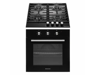 Комплект Духова шафа електрична GEO 62-0200 black + Варильна поверхня газова GGH 62-104 black glass