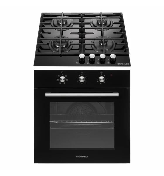 Комплект Духова шафа електрична GEO 62-0200 black + Варильна поверхня газова GGH 62-104 black glass