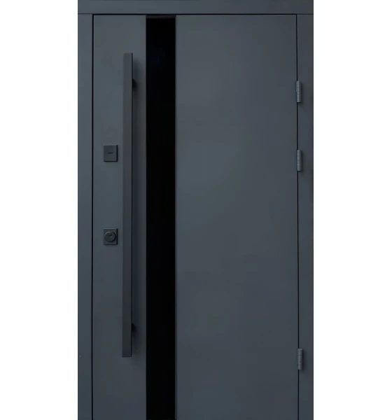 Вхідні двері Qdoors Стріт Елегант (метал Антрацит 7021/МДФ Біла шагрень,  декор лакобель)